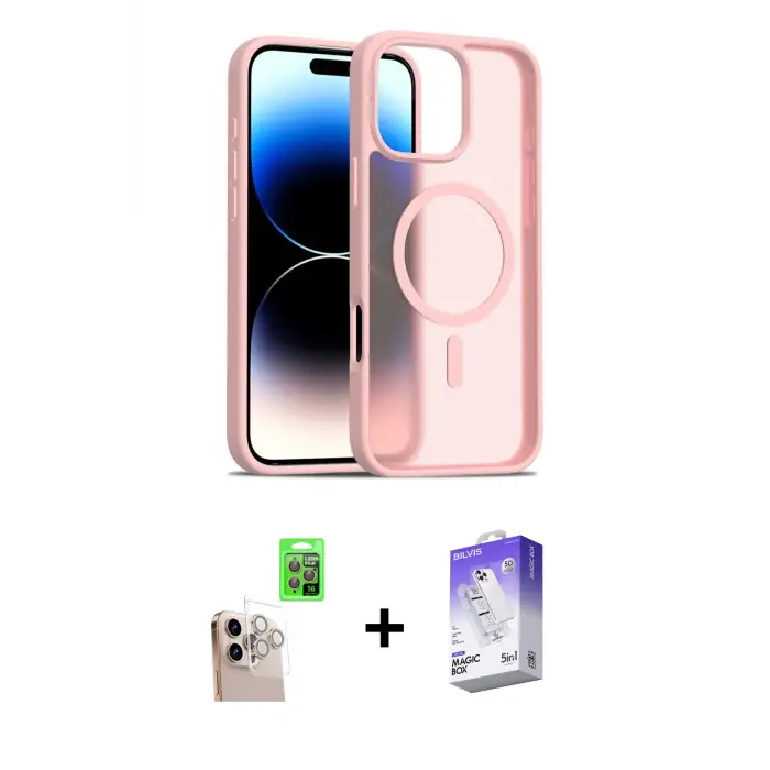 ieg™ iPhone 16 Pro Max Kılıf Siluet Minimal Prime - Siyah Bilvis 5in1 3D Magic Cam Ekran Koruyucu + Raze Metal Kamera Lens - NLGY