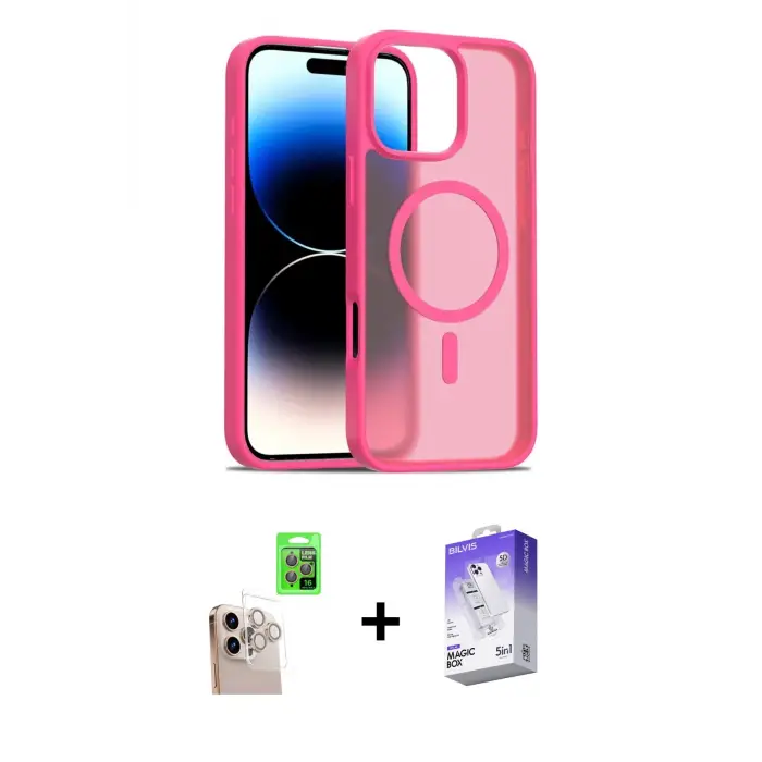 ieg™ iPhone 16 Pro Max Kılıf Siluet Minimal Prime - Siyah Bilvis 5in1 3D Magic Cam Ekran Koruyucu + Raze Metal Kamera Lens - NLGY