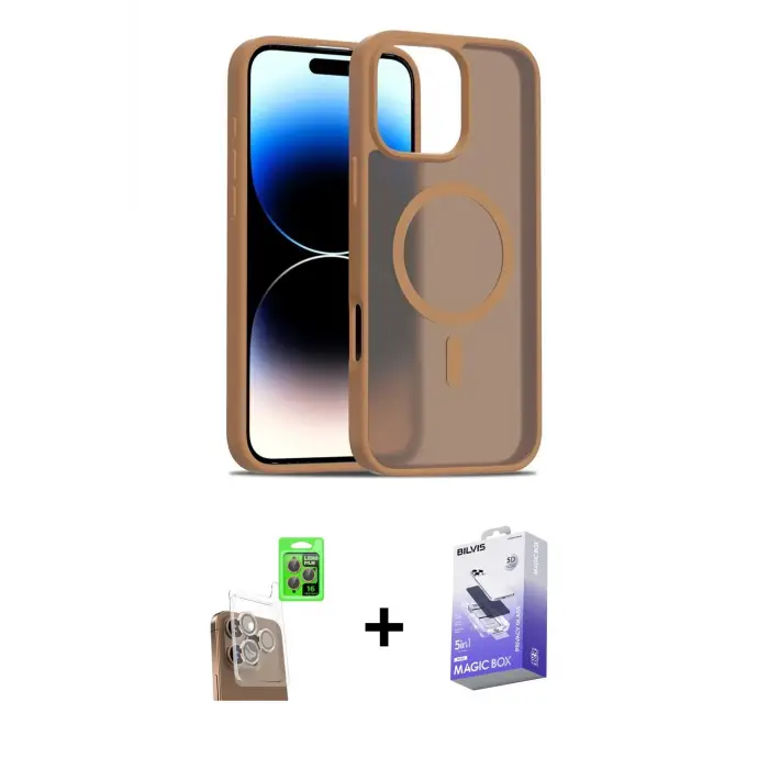 ieg™ iPhone 16 Pro Max Kılıf Siluet Minimal Prime - Siyah Bilvis 5in1 5D Magic Hayalet Cam Ekran Koruyucu + Raze Metal Kamera Lens - CLTM
