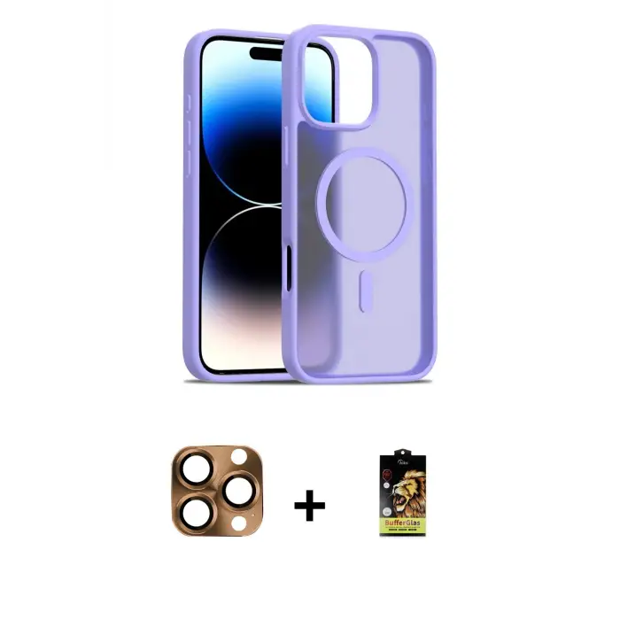 ieg™ iPhone 16 Pro Max Kılıf Siluet Minimal Prime - Siyah Buffer Cam Ekran Koruyucu + Pers Alüminyum Kamera Lens - CLTM