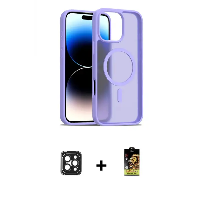 ieg™ iPhone 16 Pro Max Kılıf Siluet Minimal Prime - Siyah Buffer Cam Ekran Koruyucu + PVD Metal Kamera Lens - SH