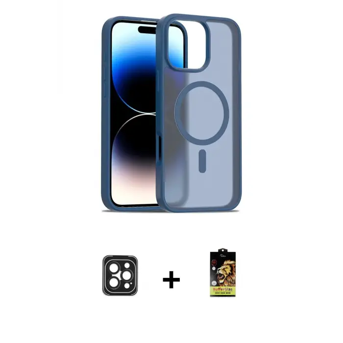 ieg™ iPhone 16 Pro Max Kılıf Siluet Minimal Prime - Siyah Buffer Cam Ekran Koruyucu + PVD Metal Kamera Lens - SH