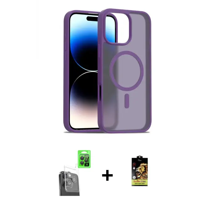 ieg™ iPhone 16 Pro Max Kılıf Siluet Minimal Prime - Siyah Buffer Cam Ekran Koruyucu + Raze Metal Kamera Lens - SH