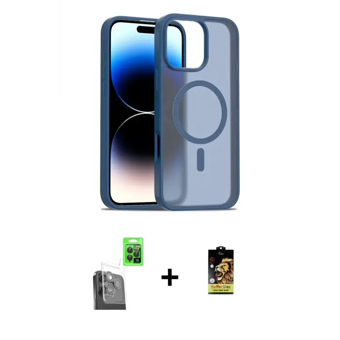 ieg™ iPhone 16 Pro Max Kılıf Siluet Minimal Prime - Siyah Buffer Cam Ekran Koruyucu + Raze Metal Kamera Lens - SH