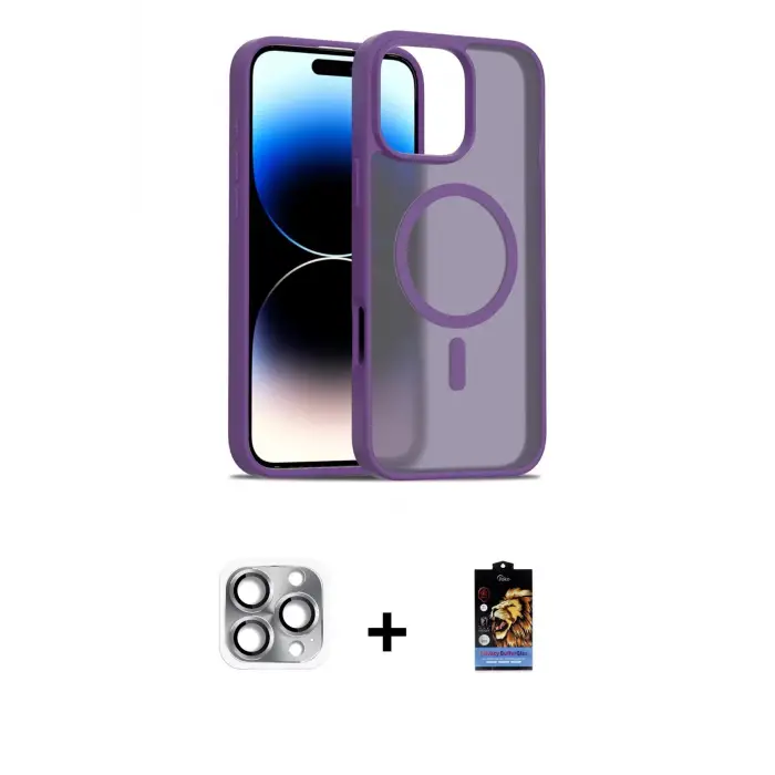 ieg™ iPhone 16 Pro Max Kılıf Siluet Minimal Prime - Siyah Buffer Hayalet Cam Ekran Koruyucu + Pers Alüminyum Kamera Lens - GI