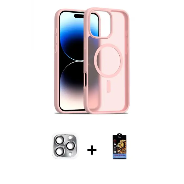 ieg™ iPhone 16 Pro Max Kılıf Siluet Minimal Prime - Siyah Buffer Hayalet Cam Ekran Koruyucu + Pers Alüminyum Kamera Lens - GI