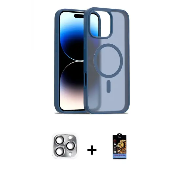 ieg™ iPhone 16 Pro Max Kılıf Siluet Minimal Prime - Siyah Buffer Hayalet Cam Ekran Koruyucu + Pers Alüminyum Kamera Lens - GI