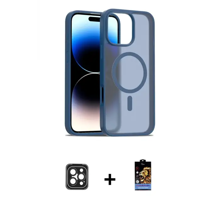 ieg™ iPhone 16 Pro Max Kılıf Siluet Minimal Prime - Siyah Buffer Hayalet Cam Ekran Koruyucu + PVD Metal Kamera Lens - SH