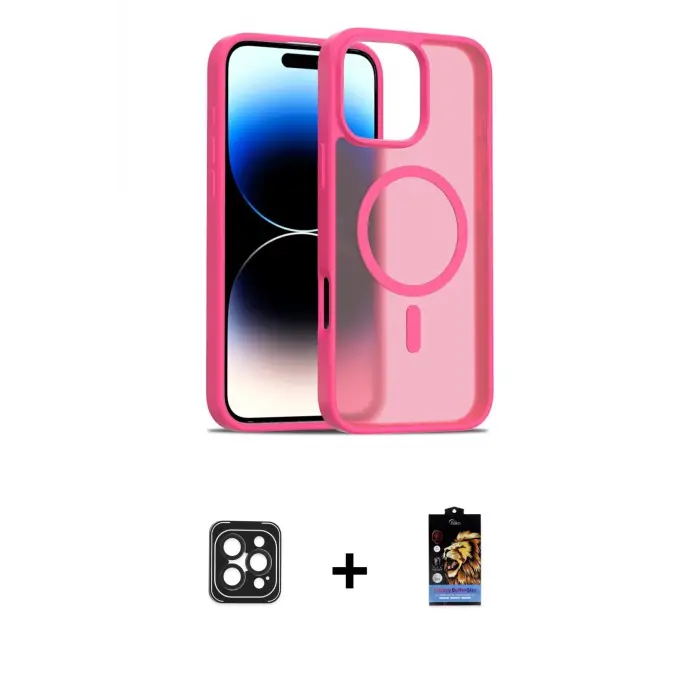 ieg™ iPhone 16 Pro Max Kılıf Siluet Minimal Prime - Siyah Buffer Hayalet Cam Ekran Koruyucu + PVD Metal Kamera Lens - SH