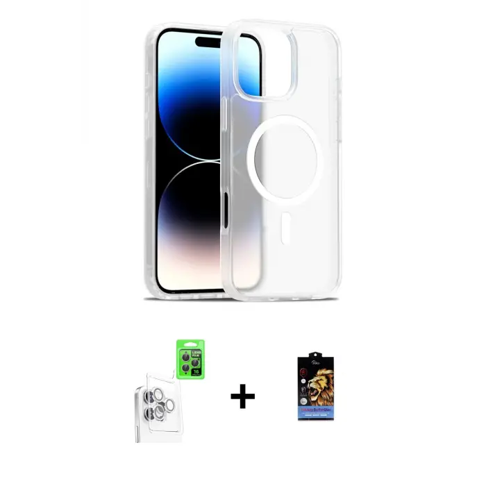 ieg™ iPhone 16 Pro Max Kılıf Siluet Minimal Prime - Siyah Buffer Hayalet Cam Ekran Koruyucu + Raze Metal Kamera Lens - BZ
