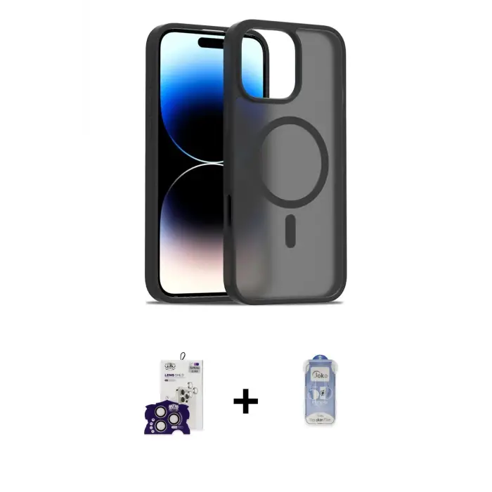 ieg™ iPhone 16 Pro Max Kılıf Siluet Minimal Prime - Siyah Joko Magic 5D Cam + Bilvis Titan Kamera Lens - TMGI