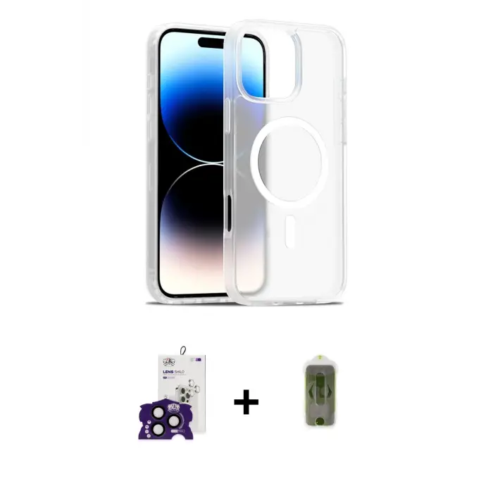 ieg™ iPhone 16 Pro Max Kılıf Siluet Minimal Prime - Siyah Joko Magic 5D Hayalet Cam + Bilvis Titan Kamera Lens - SH