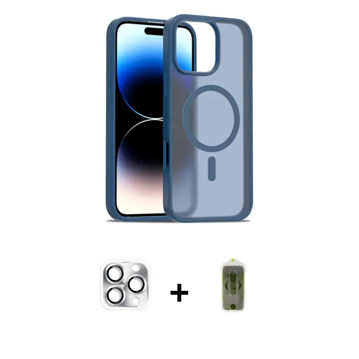 ieg™ iPhone 16 Pro Max Kılıf Siluet Minimal Prime - Siyah Joko Magic 5D Hayalet Cam + Pers Alüminyum Kamera Lens - GS