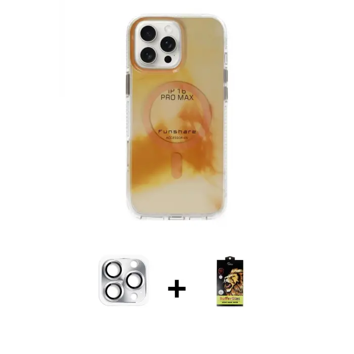 ieg™ iPhone 16 Pro Max Kılıf Ufuk Doku Prime - Siyah Buffer Cam Ekran Koruyucu + Pers Alüminyum Kamera Lens - GS