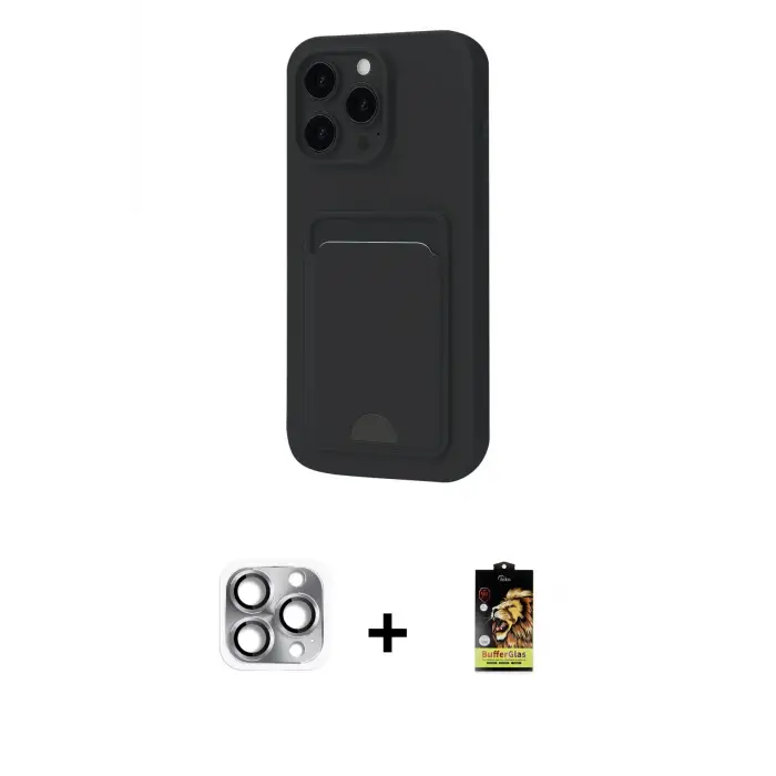 ieg™ iPhone 16 Pro Max Kılıf Vadi Çizgi Prime - Siyah Buffer Cam Ekran Koruyucu + Pers Alüminyum Kamera Lens - GI
