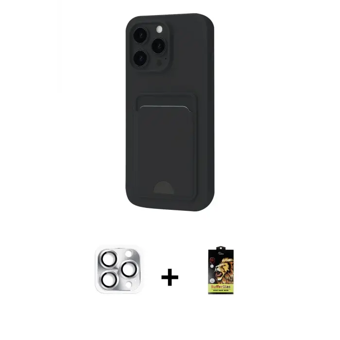 ieg™ iPhone 16 Pro Max Kılıf Vadi Çizgi Prime - Siyah Buffer Cam Ekran Koruyucu + Pers Alüminyum Kamera Lens - GS