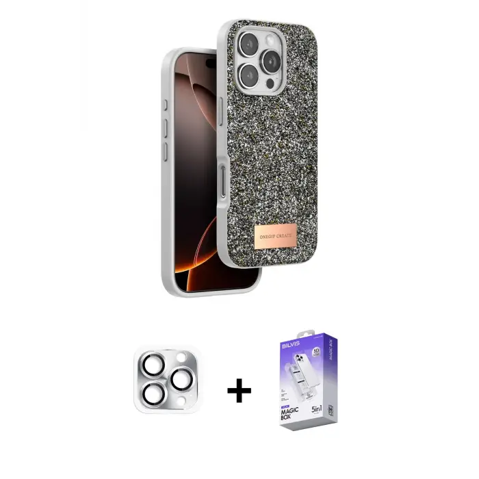 ieg™ iPhone 16 Pro Max Kılıf Vadi Klasik Serisi - Siyah Bilvis 5in1 3D Magic Cam Ekran Koruyucu + Pers Alüminyum Kamera Lens - GS