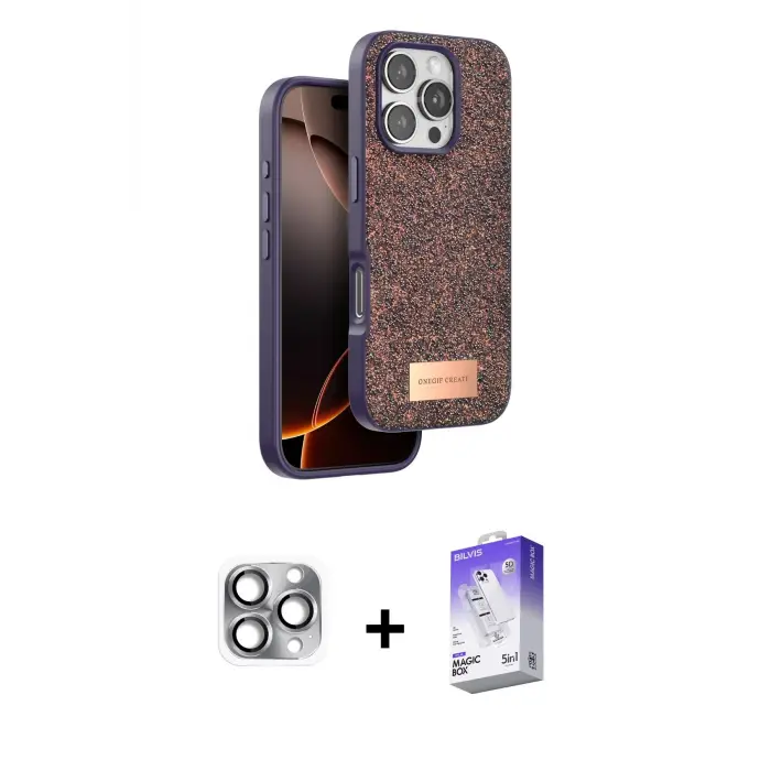 ieg™ iPhone 16 Pro Max Kılıf Vadi Klasik Serisi - Siyah Bilvis 5in1 3D Magic Cam Ekran Koruyucu + Pers Alüminyum Kamera Lens - GI