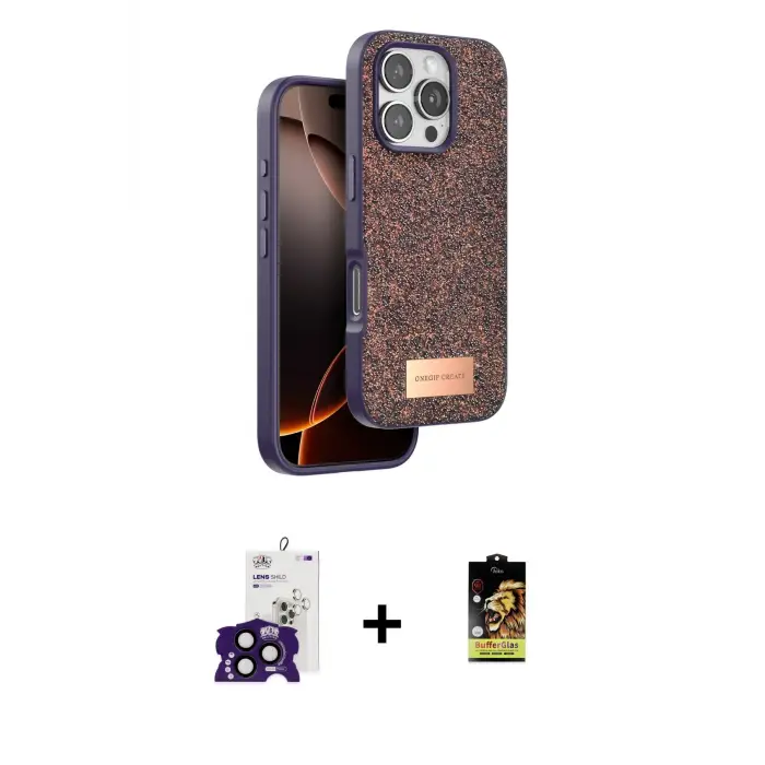 ieg™ iPhone 16 Pro Max Kılıf Vadi Klasik Serisi - Siyah Buffer Cam Ekran Koruyucu + Bilvis Titan Kamera Lens - SH
