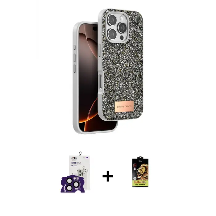 ieg™ iPhone 16 Pro Max Kılıf Vadi Klasik Serisi - Siyah Buffer Cam Ekran Koruyucu + Bilvis Titan Kamera Lens - SH