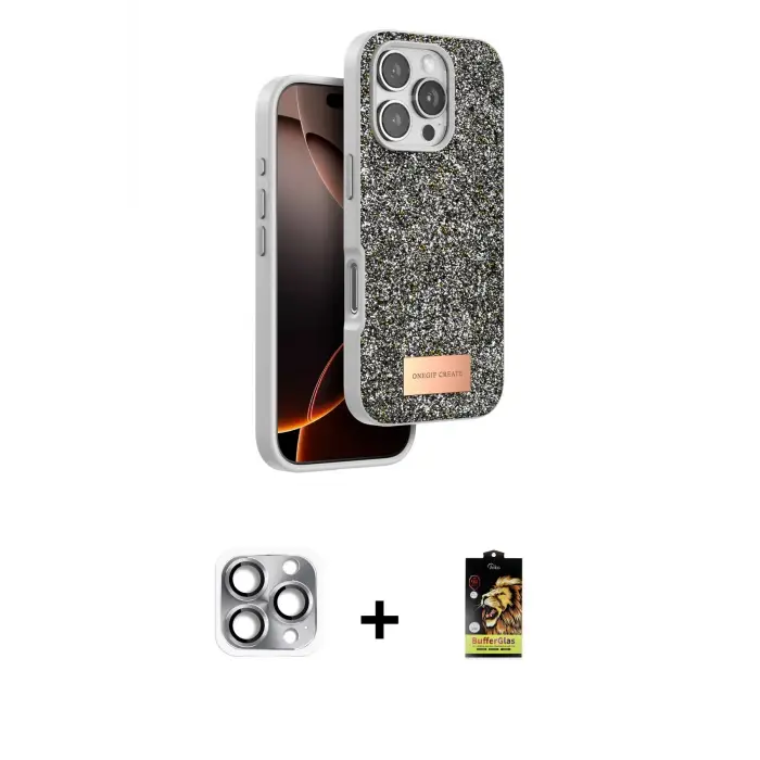 ieg™ iPhone 16 Pro Max Kılıf Vadi Klasik Serisi - Siyah Buffer Cam Ekran Koruyucu + Pers Alüminyum Kamera Lens - GI