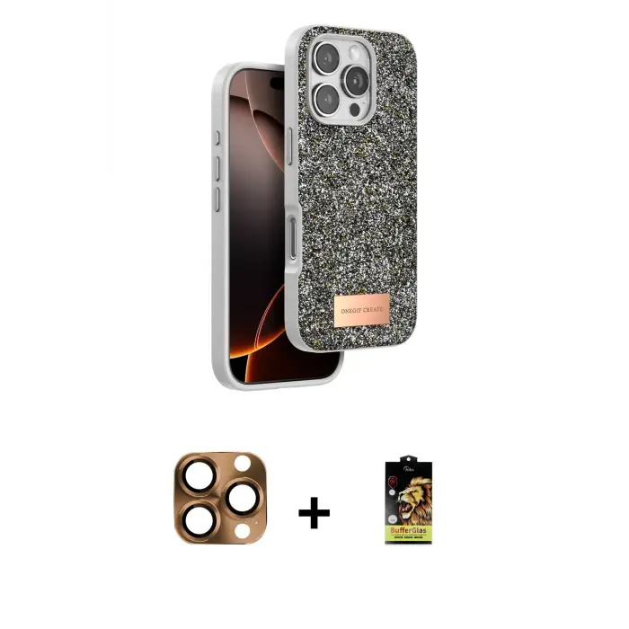 ieg™ iPhone 16 Pro Max Kılıf Vadi Klasik Serisi - Siyah Buffer Cam Ekran Koruyucu + Pers Alüminyum Kamera Lens - CLTM