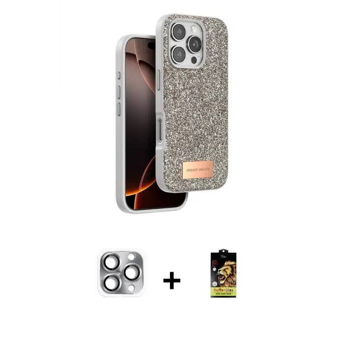 ieg™ iPhone 16 Pro Max Kılıf Vadi Klasik Serisi - Siyah Buffer Cam Ekran Koruyucu + Pers Alüminyum Kamera Lens - GI
