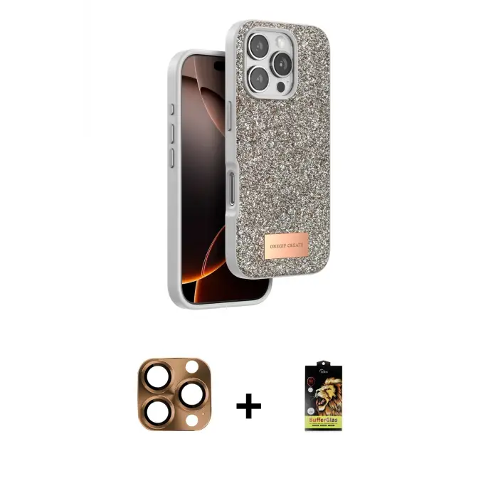 ieg™ iPhone 16 Pro Max Kılıf Vadi Klasik Serisi - Siyah Buffer Cam Ekran Koruyucu + Pers Alüminyum Kamera Lens - CLTM