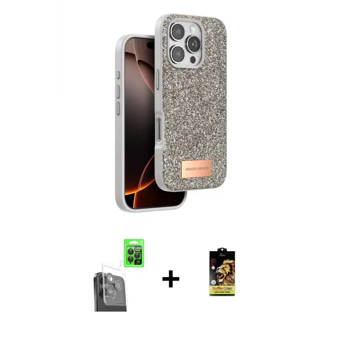 ieg™ iPhone 16 Pro Max Kılıf Vadi Klasik Serisi - Siyah Buffer Cam Ekran Koruyucu + Raze Metal Kamera Lens - SH