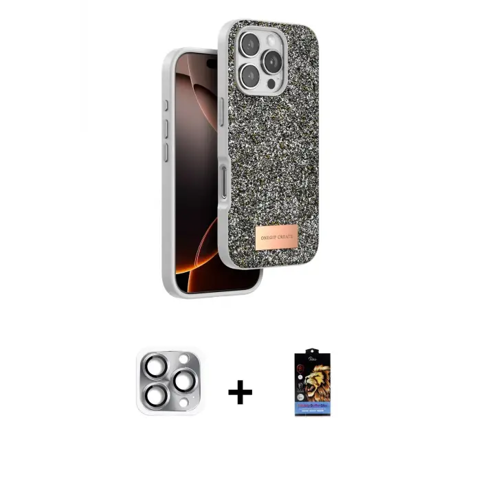 ieg™ iPhone 16 Pro Max Kılıf Vadi Klasik Serisi - Siyah Buffer Hayalet Cam Ekran Koruyucu + Pers Alüminyum Kamera Lens - GI