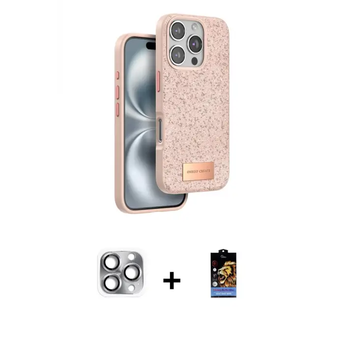 ieg™ iPhone 16 Pro Max Kılıf Vadi Klasik Serisi - Siyah Buffer Hayalet Cam Ekran Koruyucu + Pers Alüminyum Kamera Lens - GI