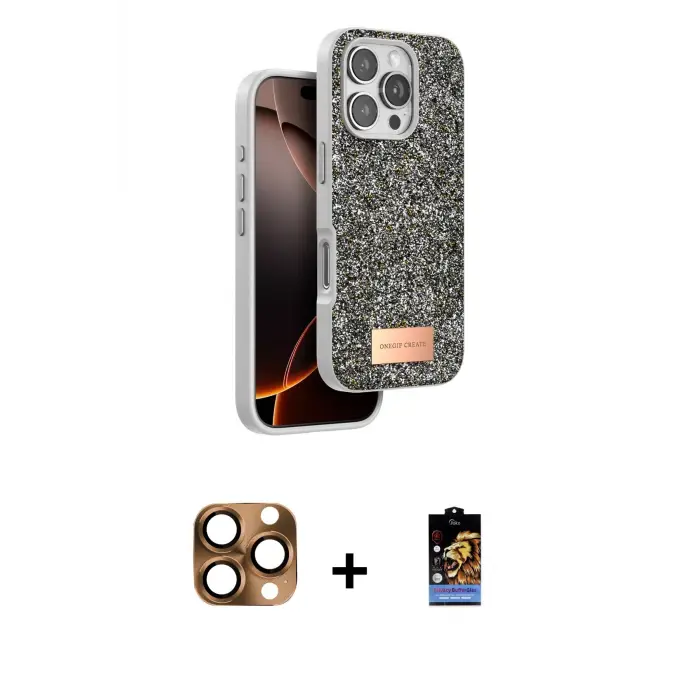 ieg™ iPhone 16 Pro Max Kılıf Vadi Klasik Serisi - Siyah Buffer Hayalet Cam Ekran Koruyucu + Pers Alüminyum Kamera Lens - CLTM
