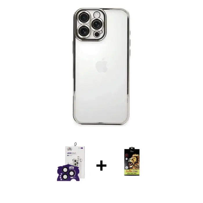 ieg™ iPhone 16 Pro Max Kılıf Vadi Minimal - Siyah Buffer Cam Ekran Koruyucu + Bilvis Titan Kamera Lens - SH