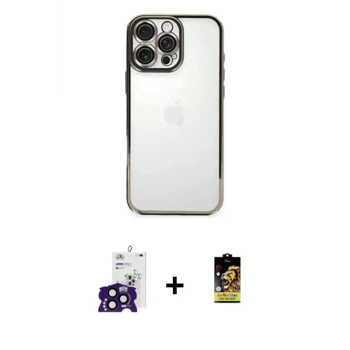 ieg™ iPhone 16 Pro Max Kılıf Vadi Minimal - Siyah Buffer Cam Ekran Koruyucu + Bilvis Titan Kamera Lens - SH