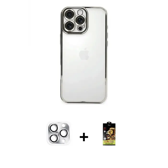 ieg™ iPhone 16 Pro Max Kılıf Vadi Minimal - Siyah Buffer Cam Ekran Koruyucu + Pers Alüminyum Kamera Lens - GS