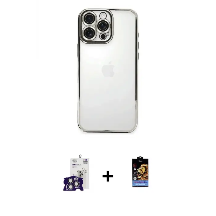 ieg™ iPhone 16 Pro Max Kılıf Vadi Minimal - Siyah Buffer Hayalet Cam Ekran Koruyucu + Bilvis Titan Kamera Lens - TMGI