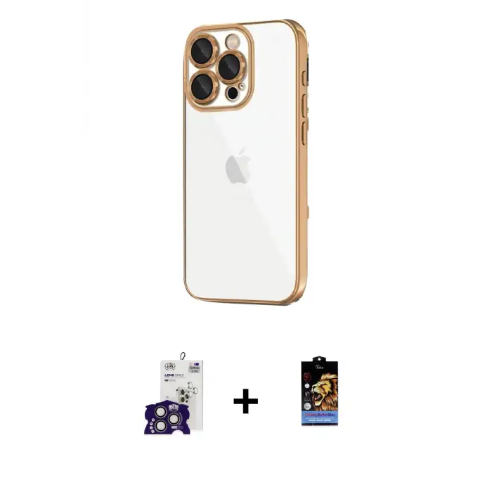 ieg™ iPhone 16 Pro Max Kılıf Vadi Minimal - Siyah Buffer Hayalet Cam Ekran Koruyucu + Bilvis Titan Kamera Lens - TMGI