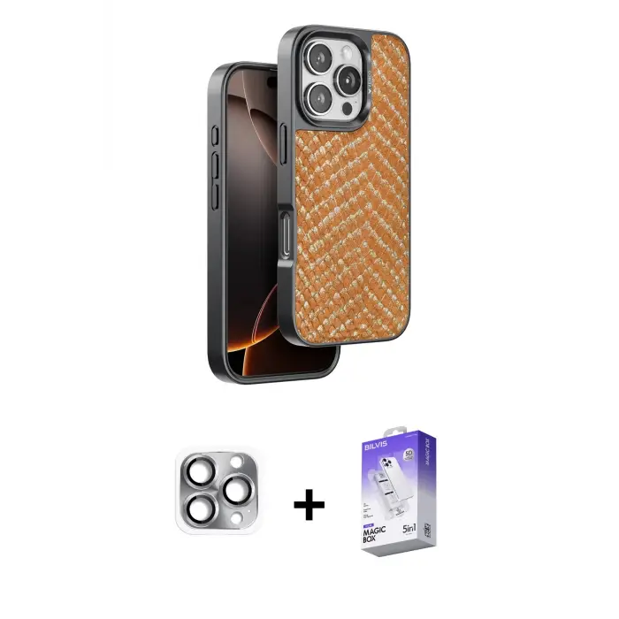 ieg™ iPhone 16 Pro Max Kılıf Vadi Özel Seri - Siyah Bilvis 5in1 3D Magic Cam Ekran Koruyucu + Pers Alüminyum Kamera Lens - GI