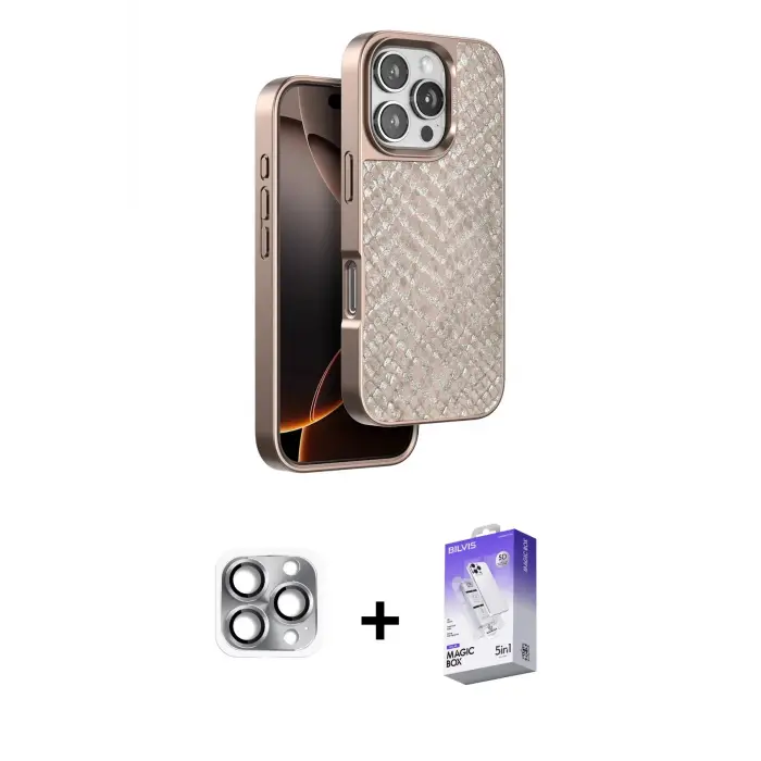 ieg™ iPhone 16 Pro Max Kılıf Vadi Özel Seri - Siyah Bilvis 5in1 3D Magic Cam Ekran Koruyucu + Pers Alüminyum Kamera Lens - GI