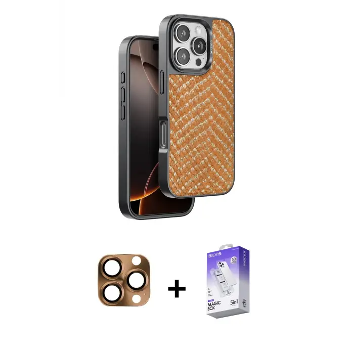 ieg™ iPhone 16 Pro Max Kılıf Vadi Özel Seri - Siyah Bilvis 5in1 3D Magic Cam Ekran Koruyucu + Pers Alüminyum Kamera Lens - CLTM