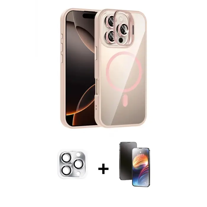 ieg™ iPhone 16 Pro Max Kılıf Yadigar Asil Koleksiyonu - Siyah 3D Antistatik Mat Seramik Nano Ekran Koruyucu + Pers Alüminyum Kamera Lens - GS