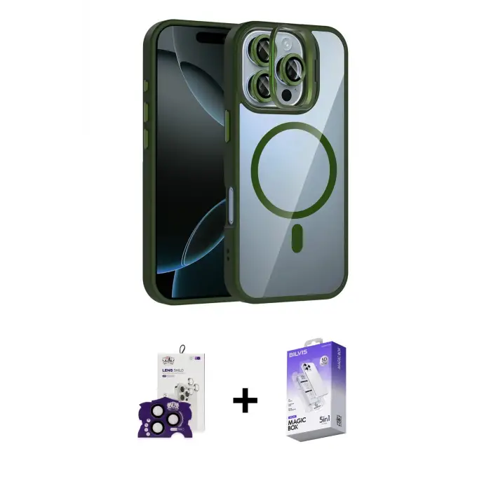 ieg™ iPhone 16 Pro Max Kılıf Yadigar Asil Koleksiyonu - Siyah Bilvis 5in1 3D Magic Cam Ekran Koruyucu + Bilvis Titan Kamera Lens - SH