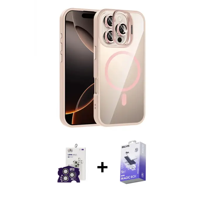 ieg™ iPhone 16 Pro Max Kılıf Yadigar Asil Koleksiyonu - Siyah Bilvis 5in1 5D Magic Hayalet Cam Ekran Koruyucu + Bilvis Titan Kamera Lens - GS