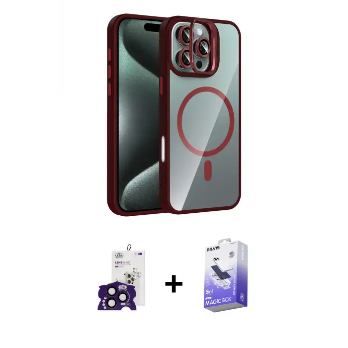ieg™ iPhone 16 Pro Max Kılıf Yadigar Asil Koleksiyonu - Siyah Bilvis 5in1 5D Magic Hayalet Cam Ekran Koruyucu + Bilvis Titan Kamera Lens - SH