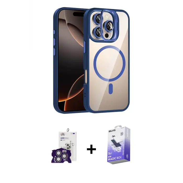 ieg™ iPhone 16 Pro Max Kılıf Yadigar Asil Koleksiyonu - Siyah Bilvis 5in1 5D Magic Hayalet Cam Ekran Koruyucu + Bilvis Titan Kamera Lens - GS