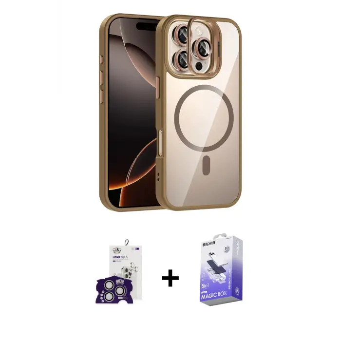 ieg™ iPhone 16 Pro Max Kılıf Yadigar Asil Koleksiyonu - Siyah Bilvis 5in1 5D Magic Hayalet Cam Ekran Koruyucu + Bilvis Titan Kamera Lens - GS