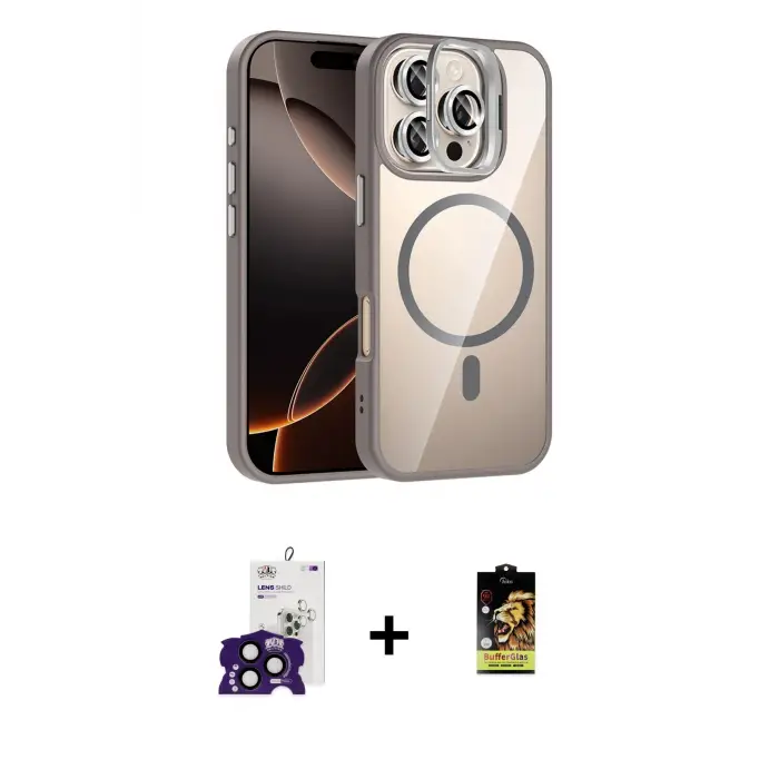 ieg™ iPhone 16 Pro Max Kılıf Yadigar Asil Koleksiyonu - Siyah Buffer Cam Ekran Koruyucu + Bilvis Titan Kamera Lens - SH