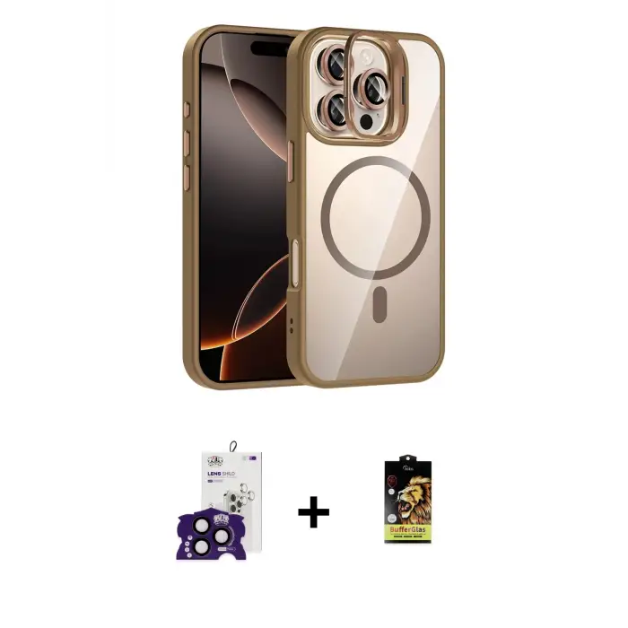 ieg™ iPhone 16 Pro Max Kılıf Yadigar Asil Koleksiyonu - Siyah Buffer Cam Ekran Koruyucu + Bilvis Titan Kamera Lens - SH
