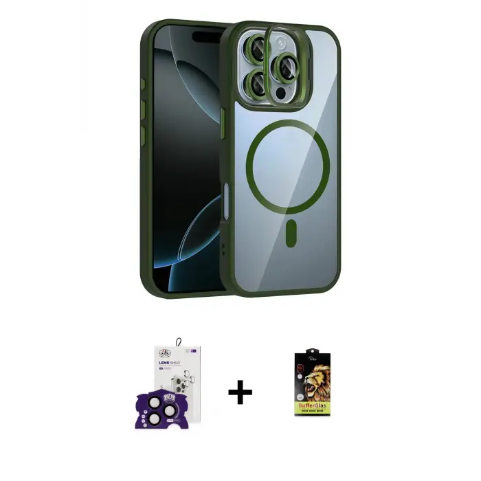 ieg™ iPhone 16 Pro Max Kılıf Yadigar Asil Koleksiyonu - Siyah Buffer Cam Ekran Koruyucu + Bilvis Titan Kamera Lens - SH