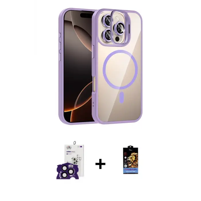 ieg™ iPhone 16 Pro Max Kılıf Yadigar Asil Koleksiyonu - Siyah Buffer Hayalet Cam Ekran Koruyucu + Bilvis Titan Kamera Lens - SH